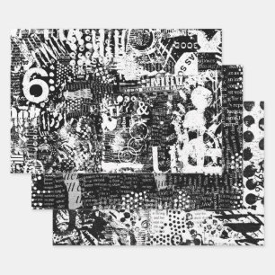 Het gemengde Collage van de Tekst van Media of het Inpakpapier Vel