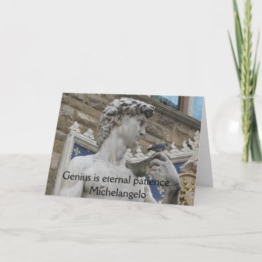 Het genie is eeuwig geduld. - Citaat Michelangelo Kaart (Voorkant)