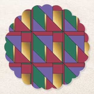 Het geometrische Gouden Paarse Groene Rood van het Kartonnen Onderzetters