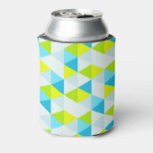 Het geometrische Groene en Blauwe Moderne Patroon Blikjeskoeler (Blikje Achterkant)