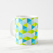 Het geometrische Groene en Blauwe Moderne Patroon Koffiemok (Voorkant links)
