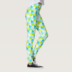 Het geometrische Groene en Blauwe Moderne Patroon Leggings