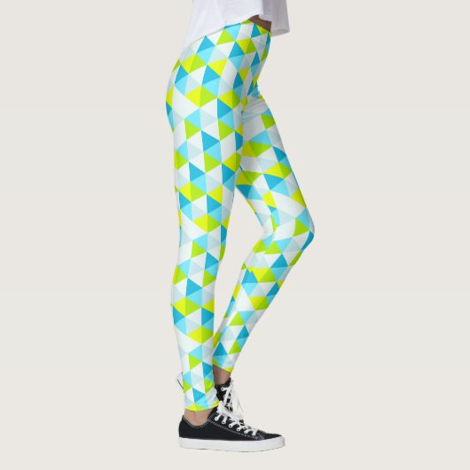 Het geometrische Groene en Blauwe Moderne Patroon Leggings (Rechts)