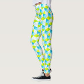 Het geometrische Groene en Blauwe Moderne Patroon Leggings (Links)