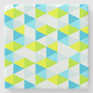 Het geometrische Groene en Blauwe Moderne Patroon Stenen Onderzetter