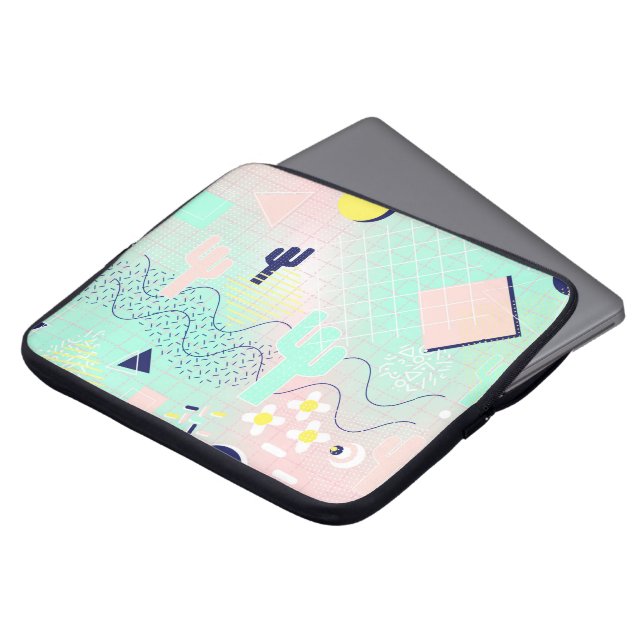 Het geometrische Memphis van de zomercactus inspir Laptop Sleeve (Voorkant top)