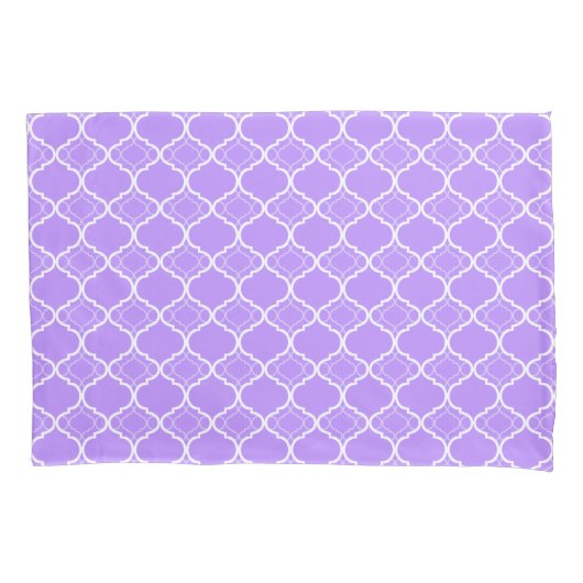 Het Geometrische Patroon Paarse Quatrefoil van de Kussensloop (Voorkant)