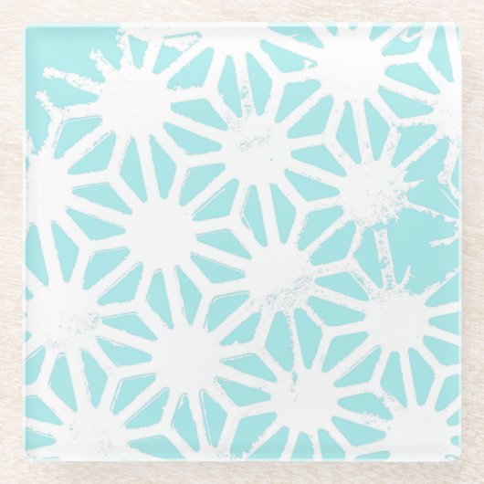 Het geometrische patroon van Turquoise Glazen Onderzetter (Voorkant)