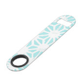 Het geometrische patroon van Turquoise Speed Flessenopener (Voorkant Gekanteld)