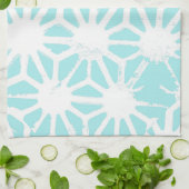 Het geometrische patroon van Turquoise Theedoek (Gevouwen)