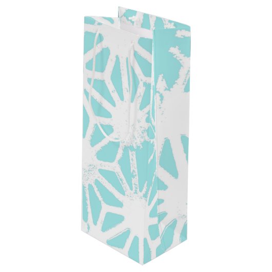 Het geometrische patroon van Turquoise Wijn Cadeautas (Voorkant Gekanteld)