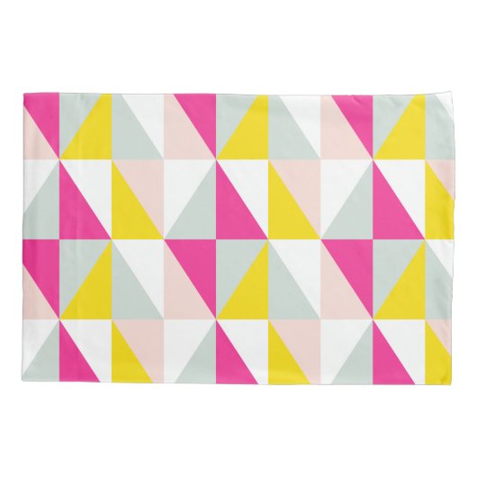 Het geometrische Roze en Gele Patroon van Kussensloop (Achterkant)