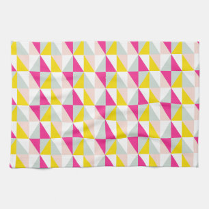 Het geometrische Roze en Gele Patroon van Theedoek