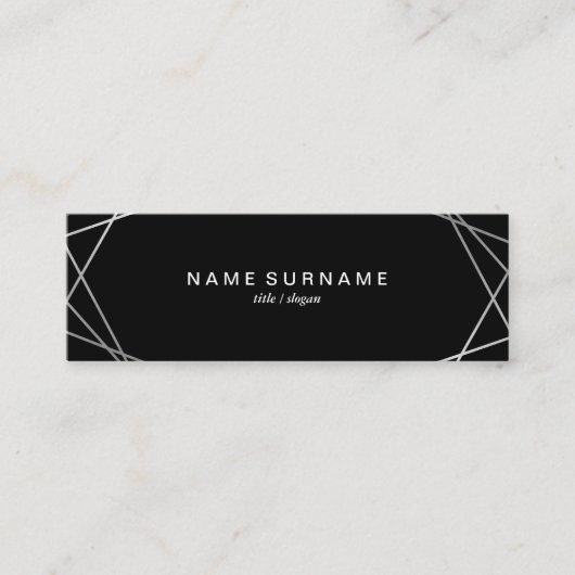 Het geometrische Zilveren Zwarte MiniVisitekaartje Mini Visitekaartje (Voorkant)