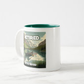 Het gepensioneerde leven is een goede kano tweekleurige koffiemok (Voorkant links)