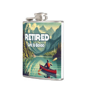Het gepensioneerde leven is een goede rode kano heupfles (Links)