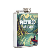 Het gepensioneerde leven is een goede rode kano heupfles (Rechts)