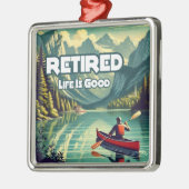 Het gepensioneerde leven is een goede rode kano metalen ornament (Links)