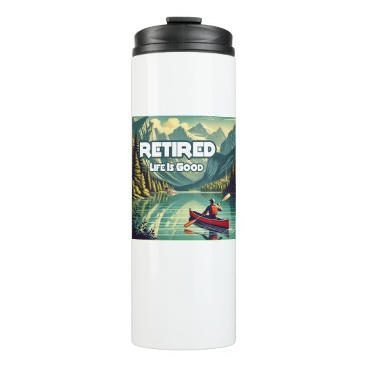 Het gepensioneerde leven is een goede rode kano thermosbeker (Voorkant)