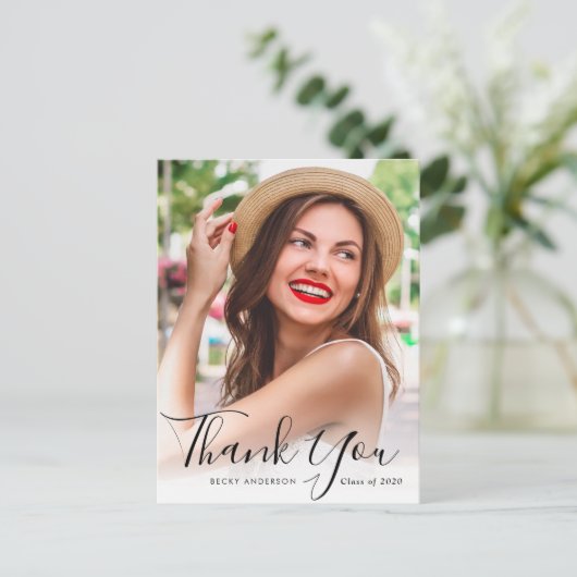 Het gepersonaliseerde afstuderen van het fotomanus briefkaart (Staand voorkant)