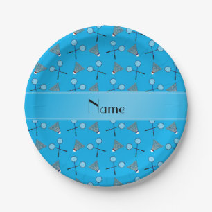 Het gepersonaliseerde blauwe badminton van de papieren bordje