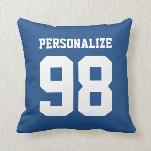 Het gepersonaliseerde blauwe sportJersey aantal Kussen
