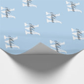 Het gepersonaliseerde blauwe verpakkende document cadeaupapier (Hoek)