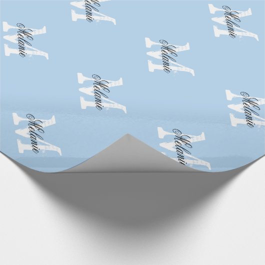 Het gepersonaliseerde blauwe verpakkende document cadeaupapier (Hoek)