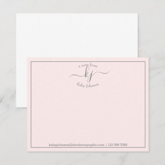 Het gepersonaliseerde Blush Roze Manuscript van he Bedankkaart (Voorkant / Achterkant)