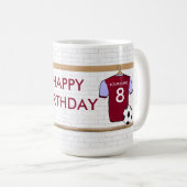 Het gepersonaliseerde Claret Blauwe Voetbal Jersey Koffiemok (Voorkant rechts)