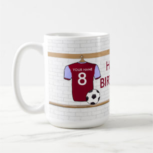 Het gepersonaliseerde Claret Blauwe Voetbal Jersey Koffiemok