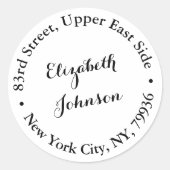 Het gepersonaliseerde Elegant Adres van de Terugke Ronde Sticker (Voorkant)