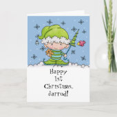 Het Gepersonaliseerde Elf van het baby -! st Feestdagen Kaart (Voorkant)