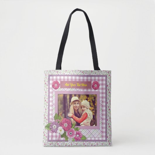 Het gepersonaliseerde fotolijstje met aangepaste t tote bag (Voorkant)