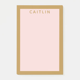 Het gepersonaliseerde Goud en bloost Roze Post-it® Notes