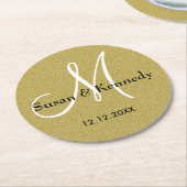Het gepersonaliseerde Goud van het Monogram van Ronde Kartonnen Onderzetter (Gebogen)