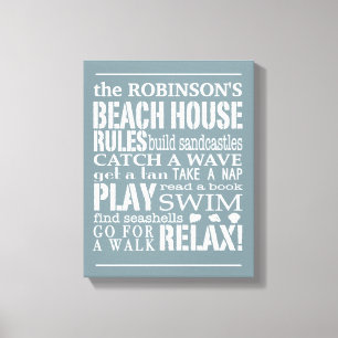 Het gepersonaliseerde Huis van het Strand van de Canvas Afdruk
