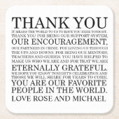 Het gepersonaliseerde Huwelijk dankt u Kartonnen Onderzetters (Voorkant)