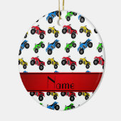 Het gepersonaliseerde patroon van naam witte atv keramisch ornament (Links)