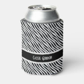 Het gepersonaliseerde, Zwarte & Witte Diagonale Blikjeskoeler (Blikje Achterkant)