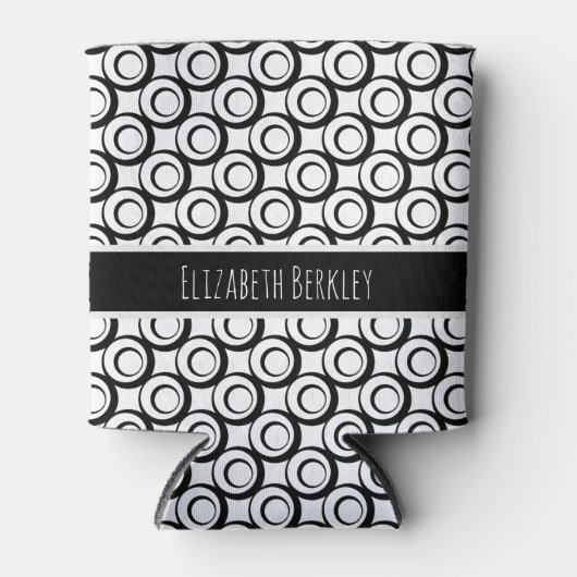 Het gepersonaliseerde, Zwarte & Witte Retro Blikjeskoeler (Voorkant)