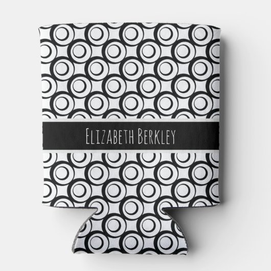 Het gepersonaliseerde, Zwarte & Witte Retro Blikjeskoeler (Achterkant)