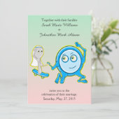 Het gerecht liep weg met de huwelijksuitnodiging kaart (Staand voorkant)