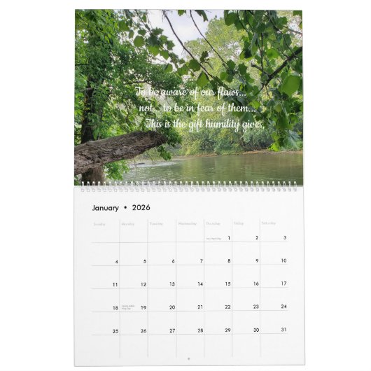 Het geschenk geeft nederigheid-kalender kalender (Jan 2026)