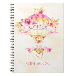 Het Geschenk Roze Goud Gele Rozen met Heete Luchtb Notitieboek