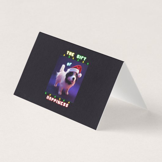 Het Geschenk Van Geluk Puppy 25 December Kerstmis Kaart (Voorkant)