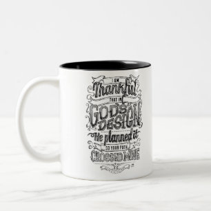 Het geschenk van het Ontwerp van God met letterlij Tweekleurige Koffiemok