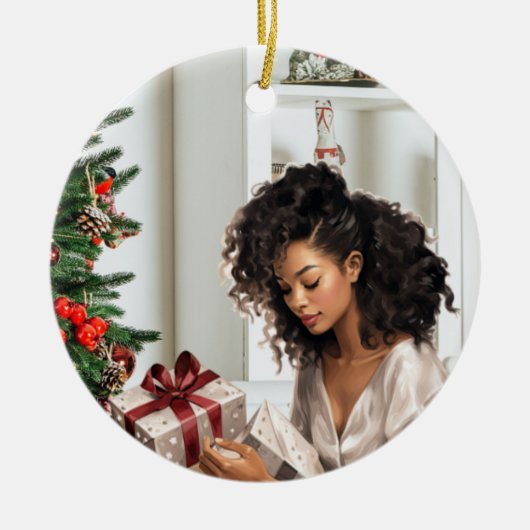 Het "Geschenk van het Seizoen" Keramisch Ornament (Voorkant)