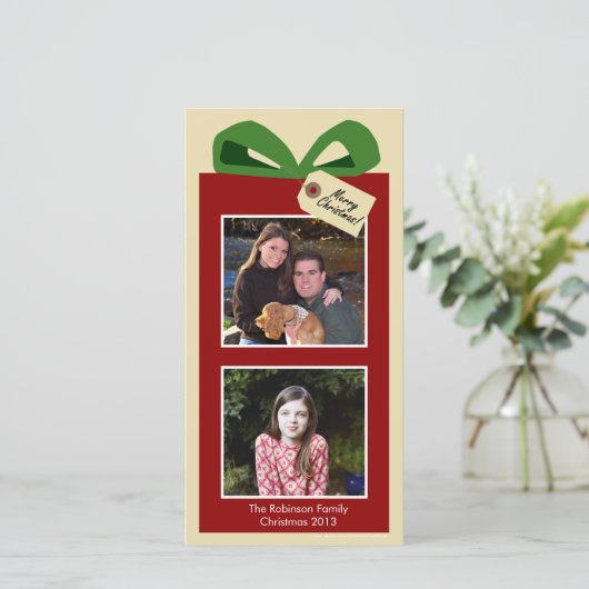 Het geschenk van ons kerstkaarten feestdagenkaart (Staand voorkant)