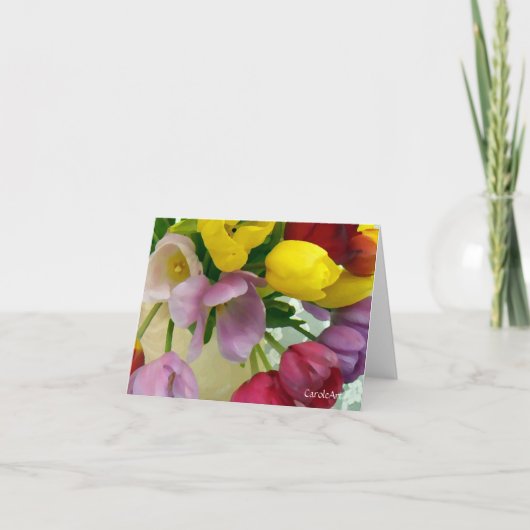 Het "geschilderde Boeket van Tulpen " Kaart (Voorkant)